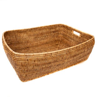 Artifacts Trading Company Artifacts Rattan Rectangular Oblong Storage Basket - Honey brown